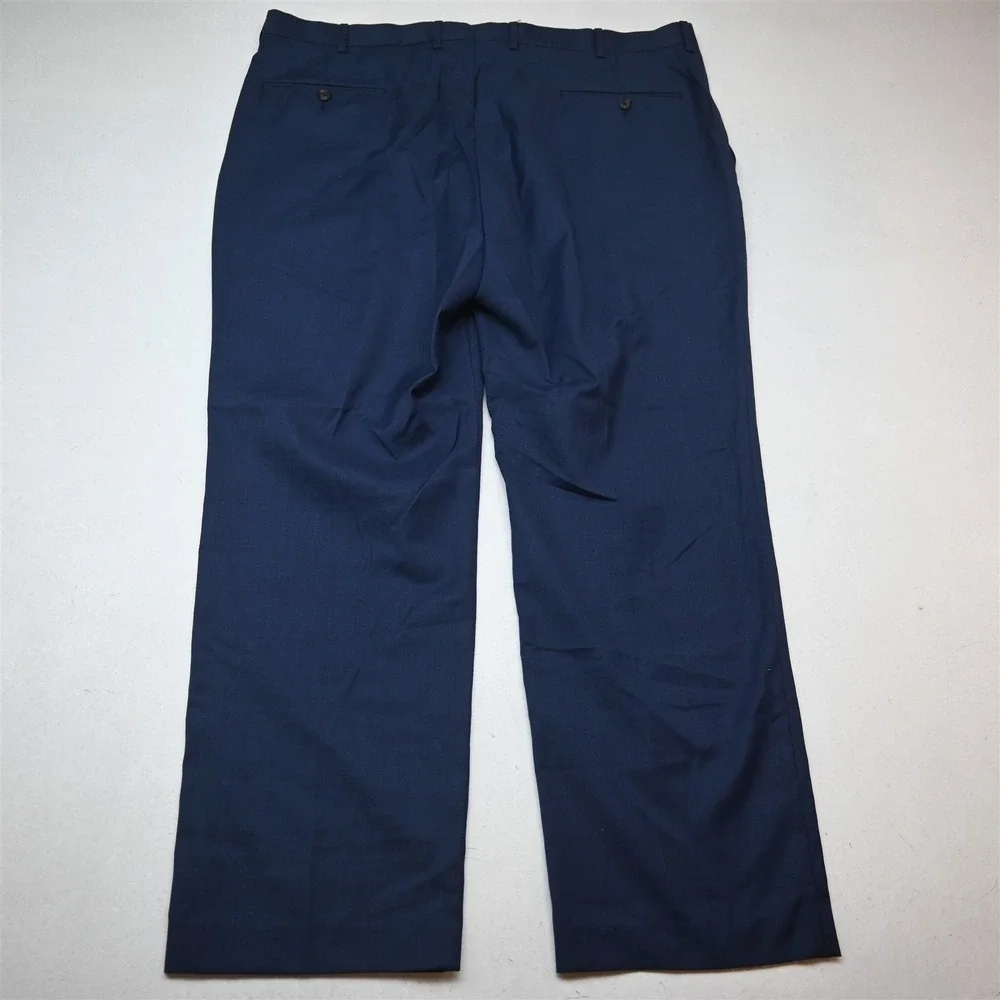 Stafford 52L 42x30 Blue Wool Stretch Travel Mens Jacket Pants Suit